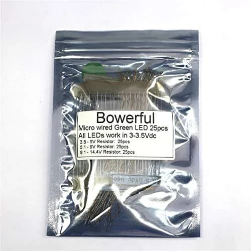 Bowerful 25pcs Pre-soldered Micro Litz Wired Leads Green SMD LED 0603 | High Luminance & Compact Design thumbnail 5