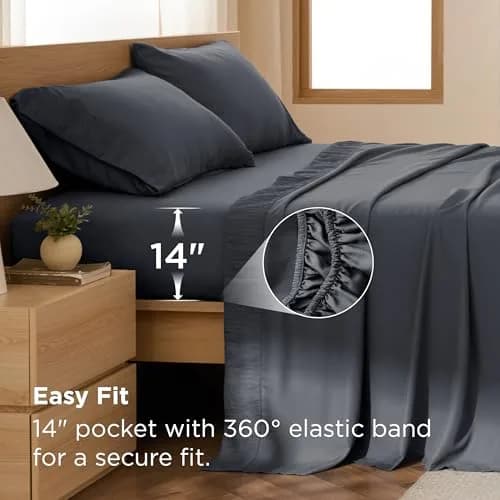 Bedsure Queen Sheet Set - 4 Pieces Soft, Breathable, Cooling Bed Sheets thumbnail 4