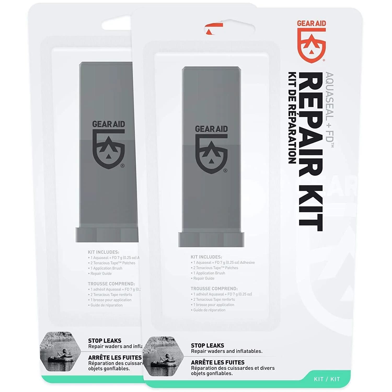 GEAR AID Aquaseal Wader and Boot Repair Kit 2 Pack | Waterproof Adhesive and Patch Kit for Neoprene, Breathable Waders, and Outdoor Gear - main product image