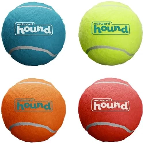 Outward Hound Squeaker Ballz Tennis Ball Dog Toy, Medium 2.5" (6.4 cm) 4-Pack | Durable Fetch & Training Toy for Dogs Under 50 lbs thumbnail 1