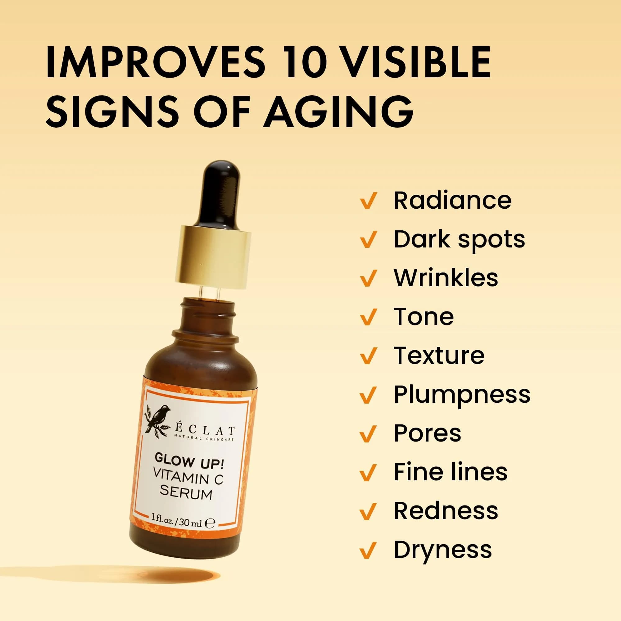 Eclat Skincare Vitamin C Serum 30ml (1 Fl Oz) | Brightens Skin & Reduces Dark Spots - view 3