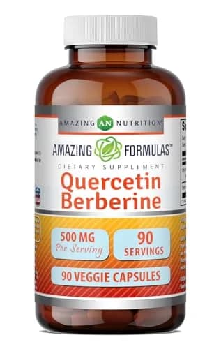 Amazing Nutrition Quercetin 250 Mg & Berberine 250 Mg | Veggie Capsules Supplement | Non-GMO | Gluten-Free | Made in USA thumbnail 1