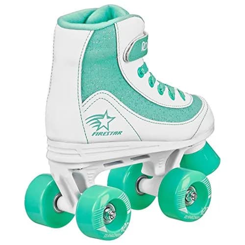 Roller Derby Firestar Youth Girl's Quad Roller Skates, White/Mint, Size 01 | Comfortable & Stylish for Kids thumbnail 2
