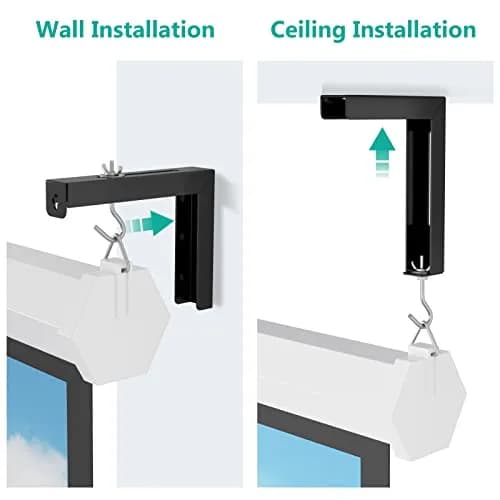 WALI Universal Projector Screen L-Brackets 6 Inch Adjustable Extension with Hook Kit | Black, 2-Pack, 66 lbs Capacity thumbnail 6