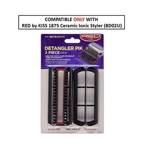Red by Kiss Detangler Pik 2 Piece Comb Set | Heavy-duty Nylon, Fine & Wide-Tooth for All Hair Types (70-120 chars) thumbnail 2