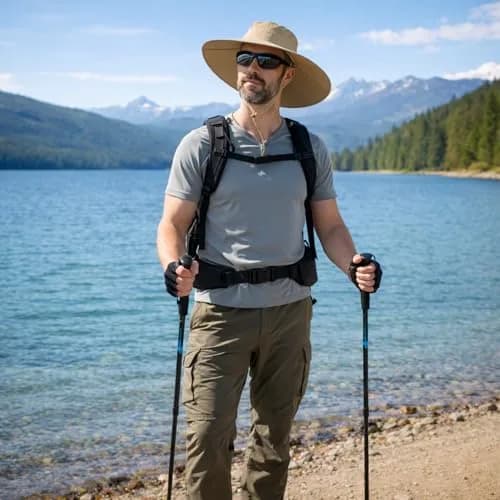 HUAMULAN Wide Brim Sun Hat 50cm (19.7 inch) Diameter | UPF 50+ Protection for Outdoor Travel thumbnail 6
