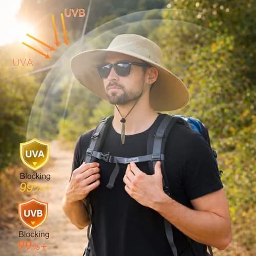 HUAMULAN Wide Brim Sun Hat 50cm (19.7 inch) Diameter | UPF 50+ Protection for Outdoor Travel thumbnail 3