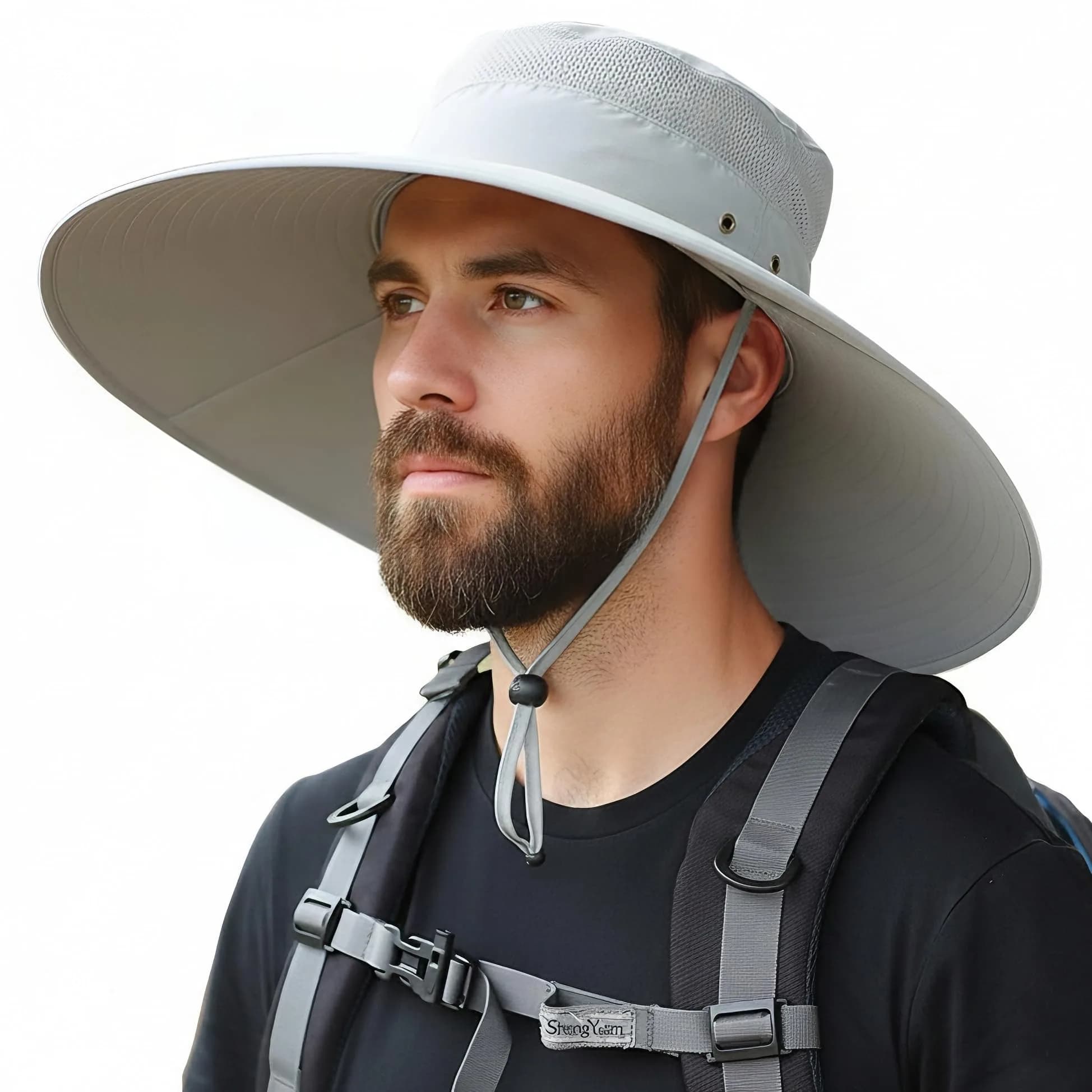 HUAMULAN Wide Brim Sun Hat 50cm (19.7 inch) Diameter | UPF 50+ Protection for Summer Travel — D3-lightgray