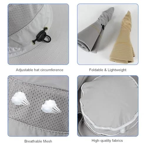 HUAMULAN Wide Brim Sun Hat 50cm (19.7 inch) Diameter | UPF 50+ Protection for Summer Travel thumbnail 3