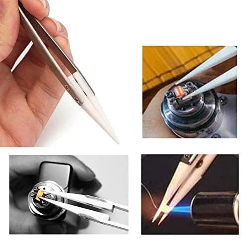 DazzyD Ceramic Tweezers with Stainless Steel Handle, 13cm (5.12 in.) | Non-Conductive for Precision Electronics thumbnail 5