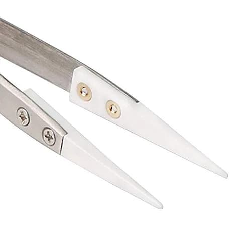 DazzyD Ceramic Tweezers with Stainless Steel Handle, 13cm (5.12 in.) | Non-Conductive for Precision Electronics thumbnail 2