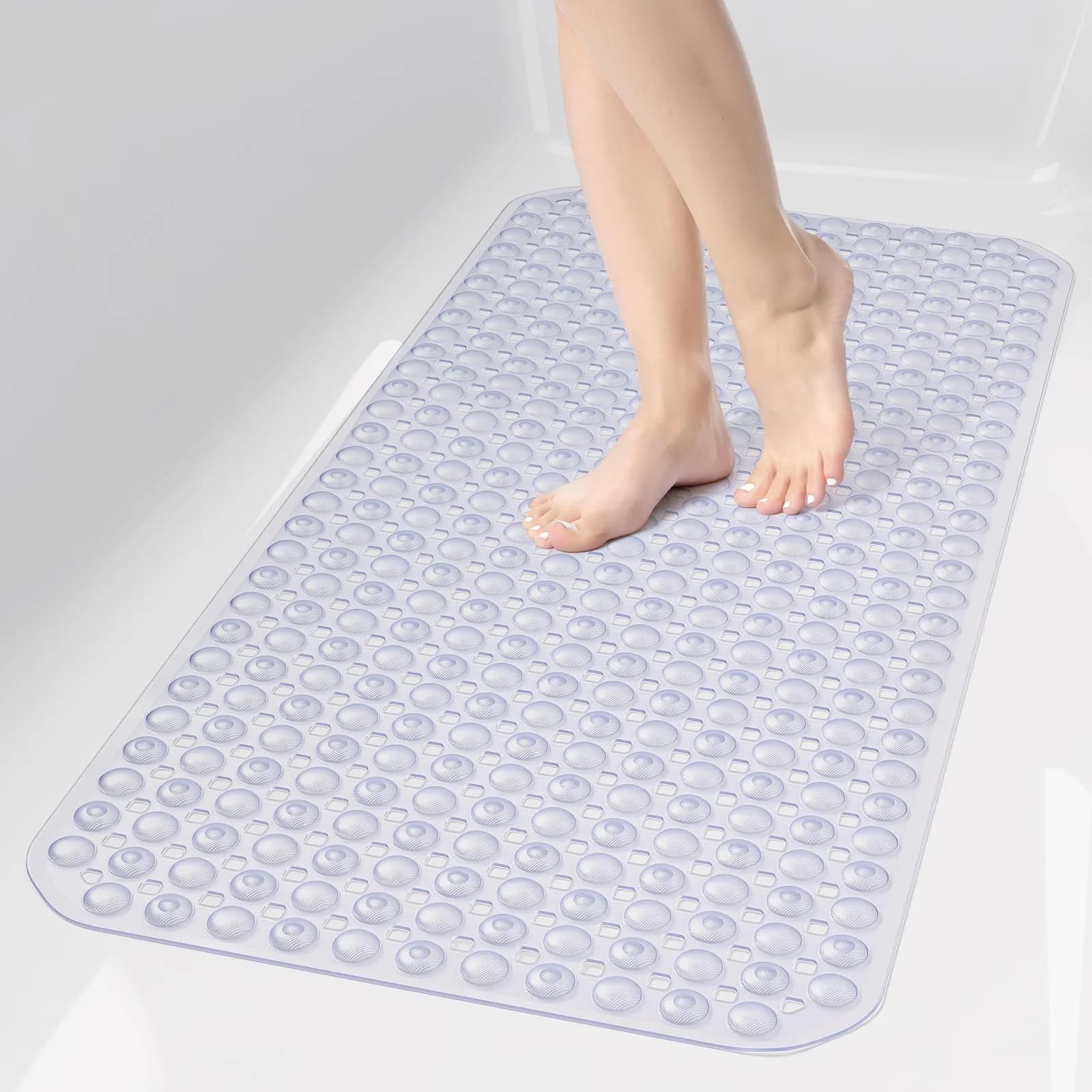 OTHWAY Non-Slip Bathtub Shower Mat 100cm x 40cm (35" x 16") | 198 Suction Cups for Secure Grip — Transparent