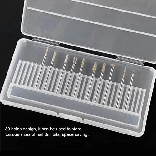 YUYTE Nail Drill Bits Case, 30 Holes Storage Box for Manicure, Transparent Plastic Organizer, 14.4cm x 7cm x 1.4cm, Durable & Space Saving thumbnail 7