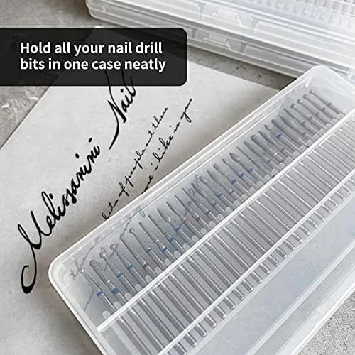 YUYTE Nail Drill Bits Case, 30 Holes Storage Box for Manicure, Transparent Plastic Organizer, 14.4cm x 7cm x 1.4cm, Durable & Space Saving thumbnail 2