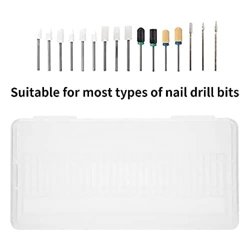YUYTE Nail Drill Bits Case, 30 Holes Storage Box for Manicure, Transparent Plastic Organizer, 14.4cm x 7cm x 1.4cm, Durable & Space Saving thumbnail 3
