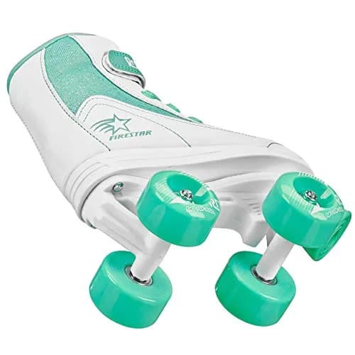 Roller Derby Firestar Youth Girl's Quad Roller Skates, White/Mint, Size 13 | Comfortable, True-to-Size Kids Skates thumbnail 3