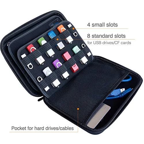 ButterFox Large Capacity USB Thumb Flash Pen Drive Storage Holder/Memory Card SD SDXC SDHC Card Holder Case/External Hard Drive Case/Universal Electronic Accessories Organizer thumbnail 3