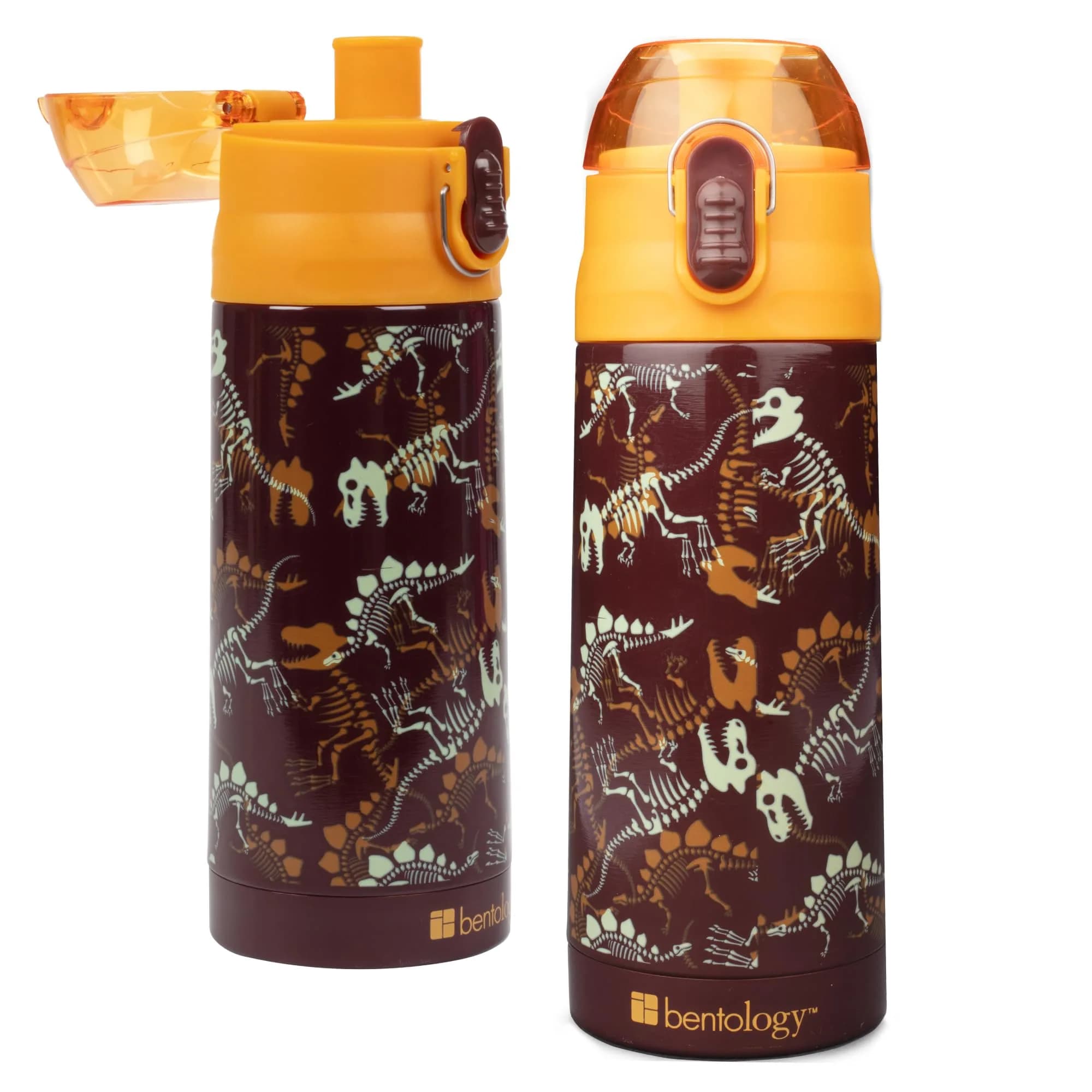 Bentology Stainless Steel Insulated Water Bottle 590ml (13 oz) Dino | Spill-Proof Lid with Built-in Spout — Dino