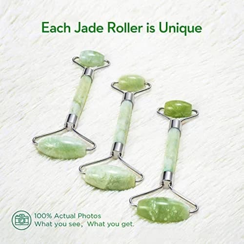 LDREAMAM Jade Roller and Gua Sha Set | Natural Jade Stone Facial Massager Tool (3-Piece Set) thumbnail 4