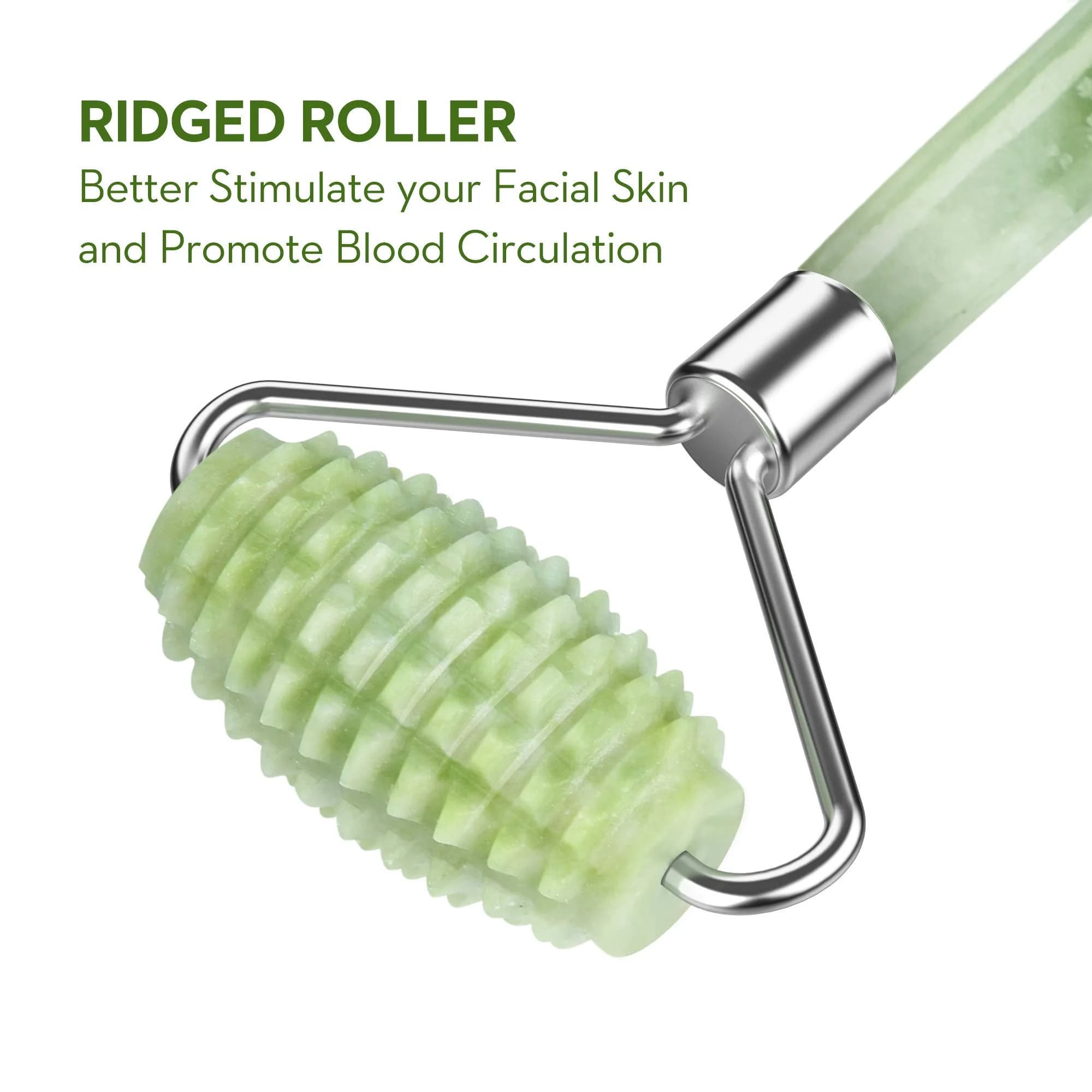 LDREAMAM Jade Roller and Gua Sha Set | Natural Jade Stone Facial Massager Tool (3-Piece Set) - view 5