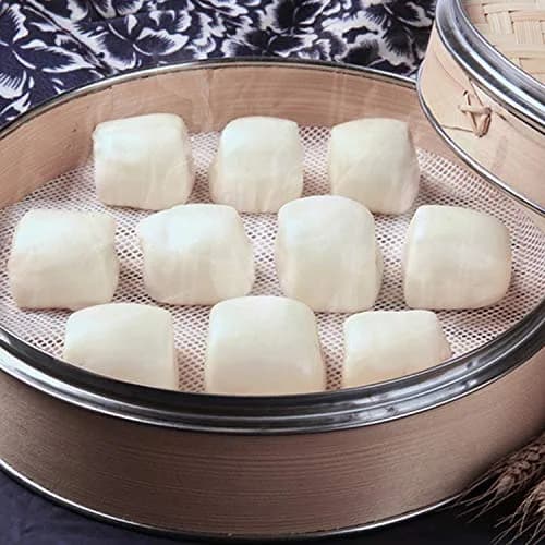 GUCUJI 8 Inch Silicone Steamer Liners 4Pcs | Reusable Non-Stick Mats for Dumplings, Dim Sum, and Rice thumbnail 4