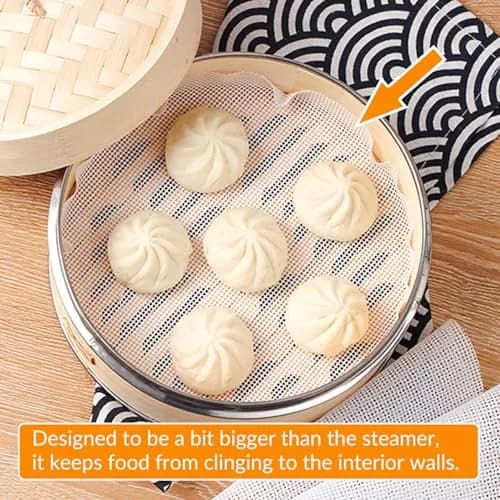 GUCUJI 8 Inch Silicone Steamer Liners 4Pcs | Reusable Non-Stick Mats for Dumplings, Dim Sum, and Rice thumbnail 2