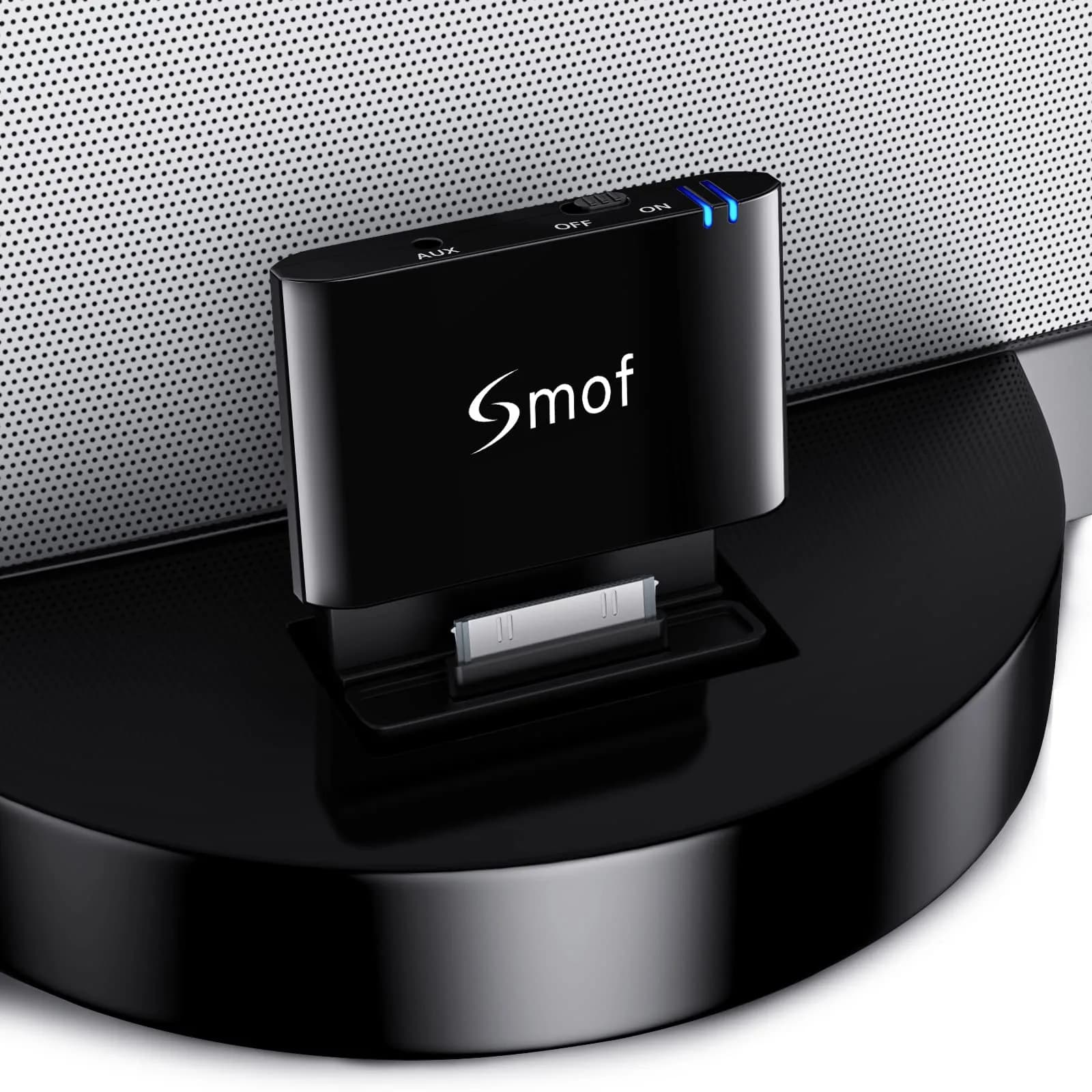 Smof 30 Pin Bluetooth Adapter Receiver | Wireless Audio for Bose SoundDock & More — Black