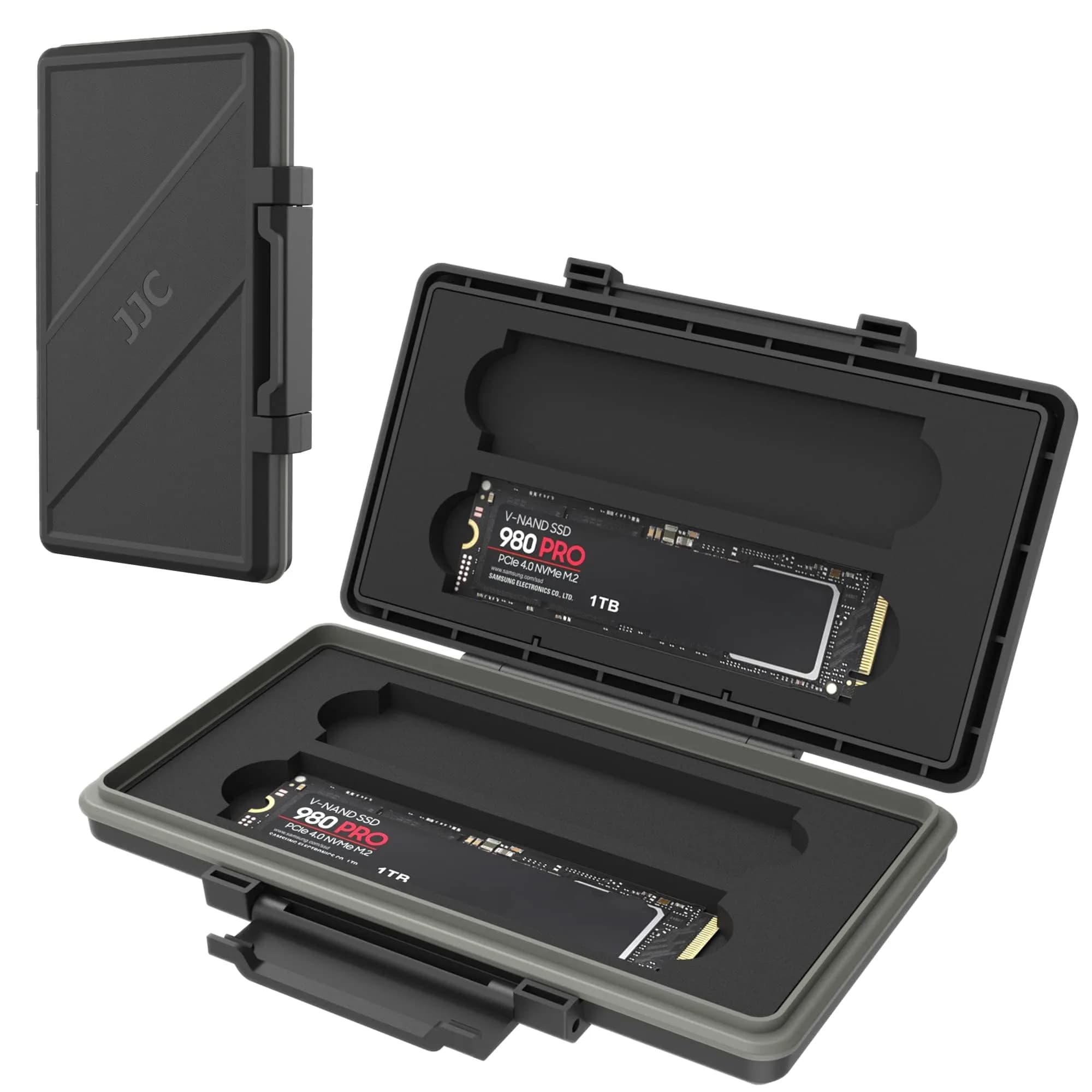 Kiorafoto 4-Slot M.2 NVMe SSD Case 130mm (5.1in) | Water-Resistant & Anti-Shock Protective Wallet Organizer — for 4 M.2 SSDs (Wallet Style)