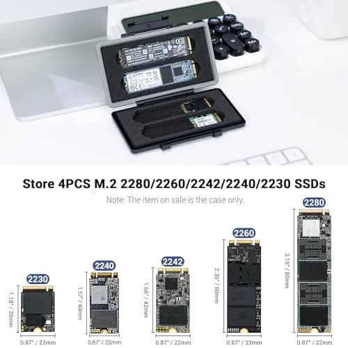 Kiorafoto 4-Slot M.2 NVMe SSD Case 130mm (5.1in) | Water-Resistant & Anti-Shock Protective Wallet Organizer thumbnail 2