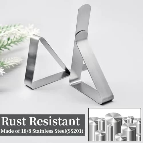 T-Antrix 12 Pack Stainless Steel Tablecloth Clips | Firmly Hold Up to 1.7" Thick Tables thumbnail 4