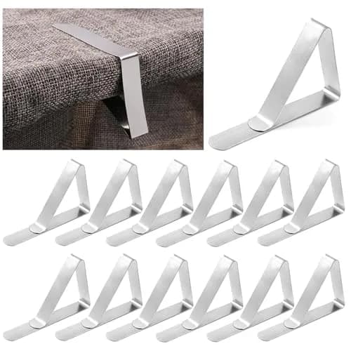 T-Antrix 12 Pack Stainless Steel Tablecloth Clips | Firmly Hold Up to 1.7" Thick Tables thumbnail 9