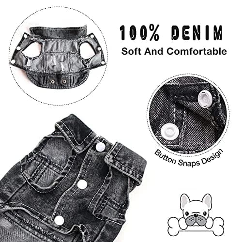 SILD Dog Jeans Jacket Small XS | Retro Denim Pet Coat with Button Closure thumbnail 2