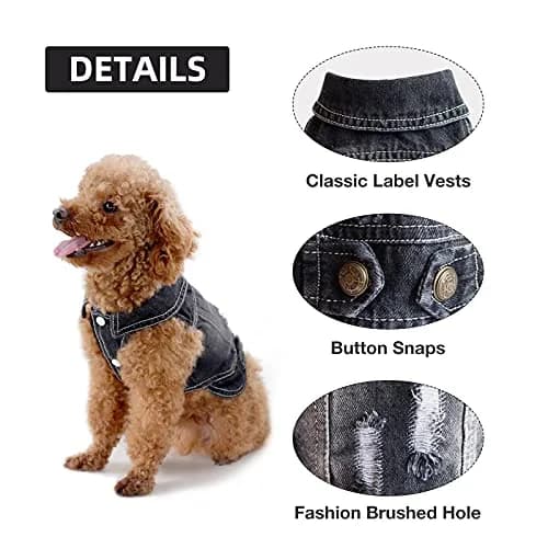 SILD Dog Jeans Jacket Small XS | Retro Denim Pet Coat with Button Closure thumbnail 3