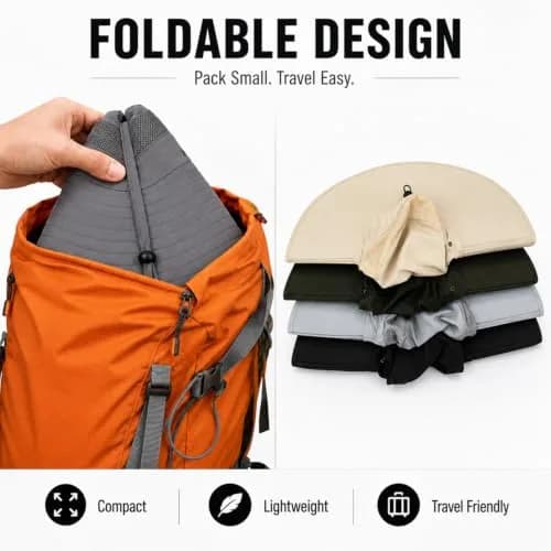 HUAMULAN Men Wide Brim Sun Hat with UPF 50+ Protection, 6-inch Brim, Dark Gray | Foldable & Packable for Travel thumbnail 9