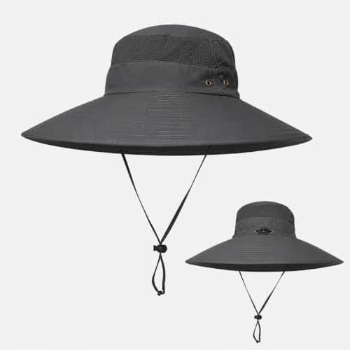 HUAMULAN Men Wide Brim Sun Hat with UPF 50+ Protection, 6-inch Brim, Dark Gray | Foldable & Packable for Travel thumbnail 2