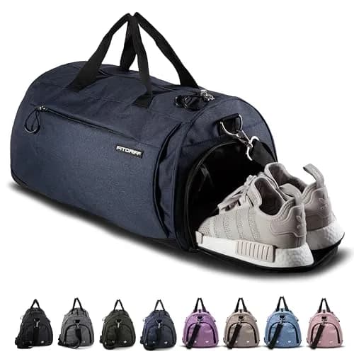 Fitgriff Gym Bag for Men & Women with Shoe & Wet Compartment | Compact Travel & Workout Duffle (Navy Blue, 19 x 10 x 10″) thumbnail 1