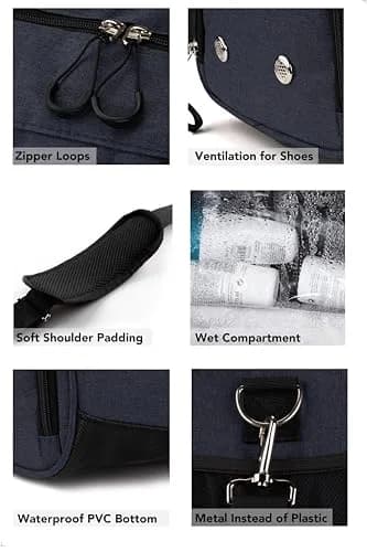 Fitgriff Gym Bag for Men & Women with Shoe & Wet Compartment | Compact Travel & Workout Duffle (Navy Blue, 19 x 10 x 10″) thumbnail 2