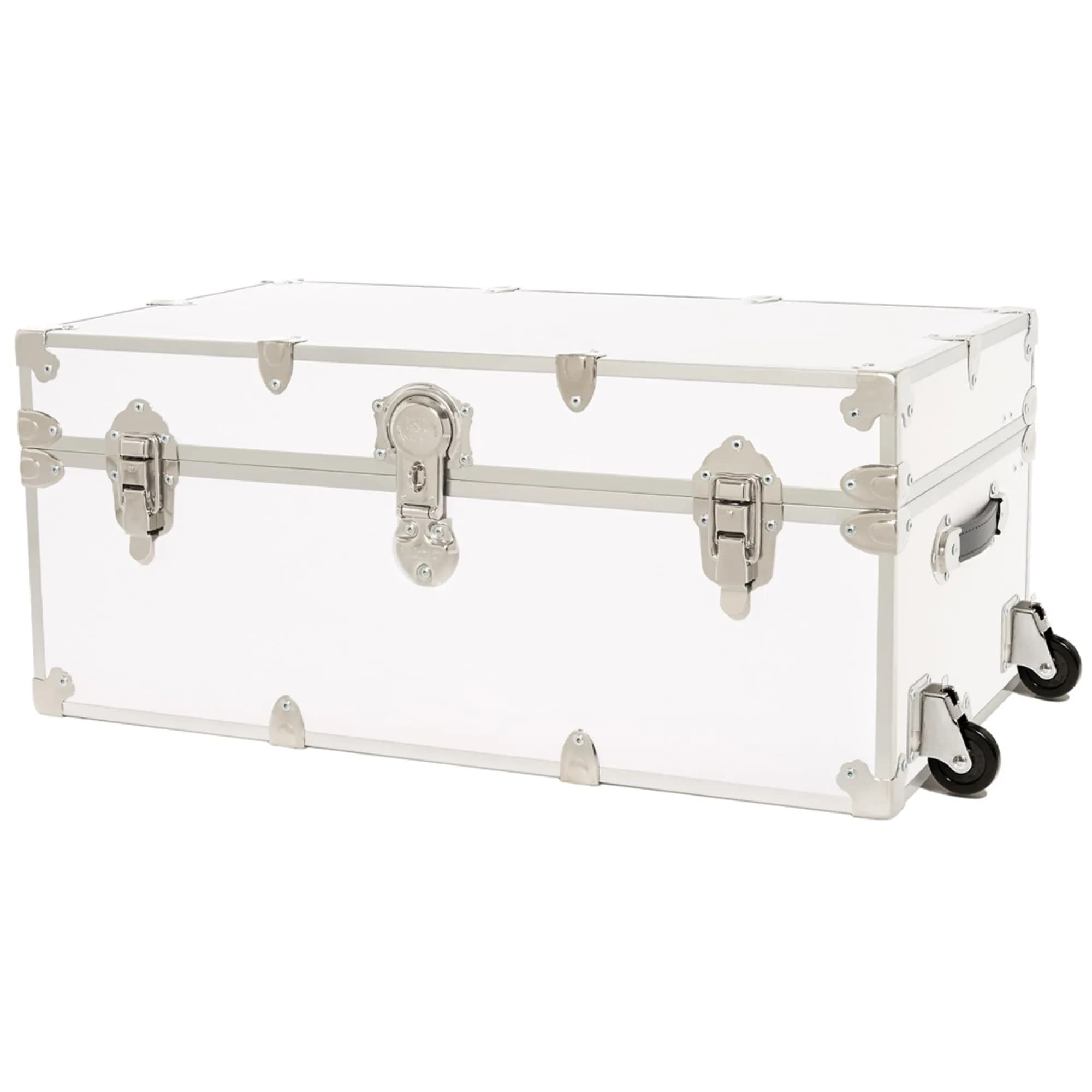 Rhino Classic XL Storage Trunk with Wheels | Heavy-Duty Footlocker for Camp & Dorm — White