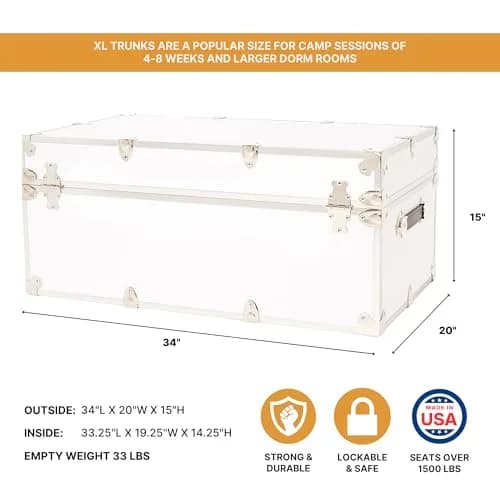 Rhino Trunk & Case Classic XL Storage Trunk with Wheels | Heavy-Duty, Water-Resistant, 165 Qt Capacity, Made in USA thumbnail 2