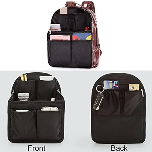 HOYOFO Mini Backpack Organizer Insert Black 19.5cm (7.7") x 11cm (4.3") x 27cm (10.6") | Waterproof Nylon Caddy for Small Backpacks thumbnail 2