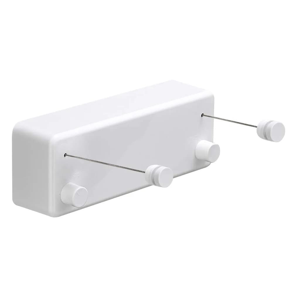 BESy Retractable Double Clothesline Laundry Indoor Washing Clothes Line 8.4cm (3.3") | Heavy Duty ABS Aluminum for 20kg Load — Double Rope / White
