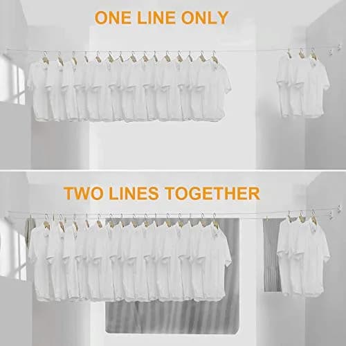BESy Retractable Double Clothesline Indoor Washing Line 24.6cm (9.7") | Wall Mounted for Delicates & Towels thumbnail 4