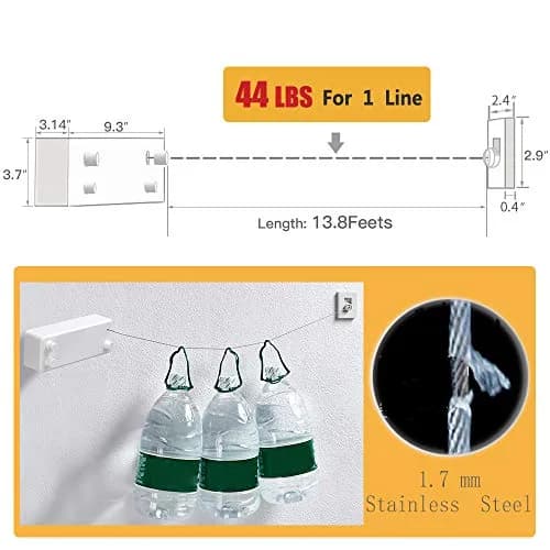 BESy Retractable Double Clothesline Indoor Washing Line 24.6cm (9.7") | Wall Mounted for Delicates & Towels thumbnail 5