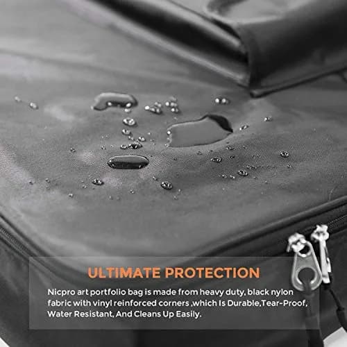 Nicpro Art Portfolio Bag 24 x 36 in (61 x 91 cm) | Waterproof Nylon Artist Carrying Case with Shoulder Strap thumbnail 6