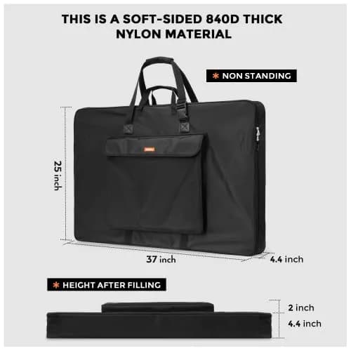 Nicpro Art Portfolio Bag 24 x 36 in (61 x 91 cm) | Waterproof Nylon Artist Carrying Case with Shoulder Strap thumbnail 2