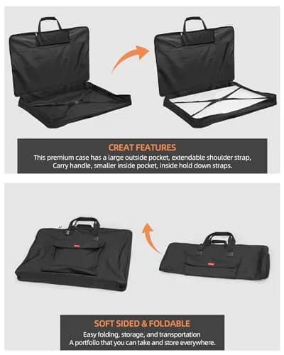 Nicpro Art Portfolio Bag 24 x 36 in (61 x 91 cm) | Waterproof Nylon Artist Carrying Case with Shoulder Strap thumbnail 3