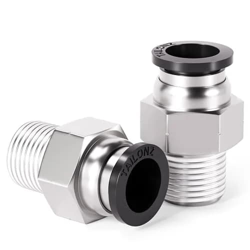 TAILONZ 1/4" Tube OD x 1/8" MNPT Straight Push to Connect Fitting 10Pcs | Copper & Plastic, Water & Air Compatible thumbnail 1