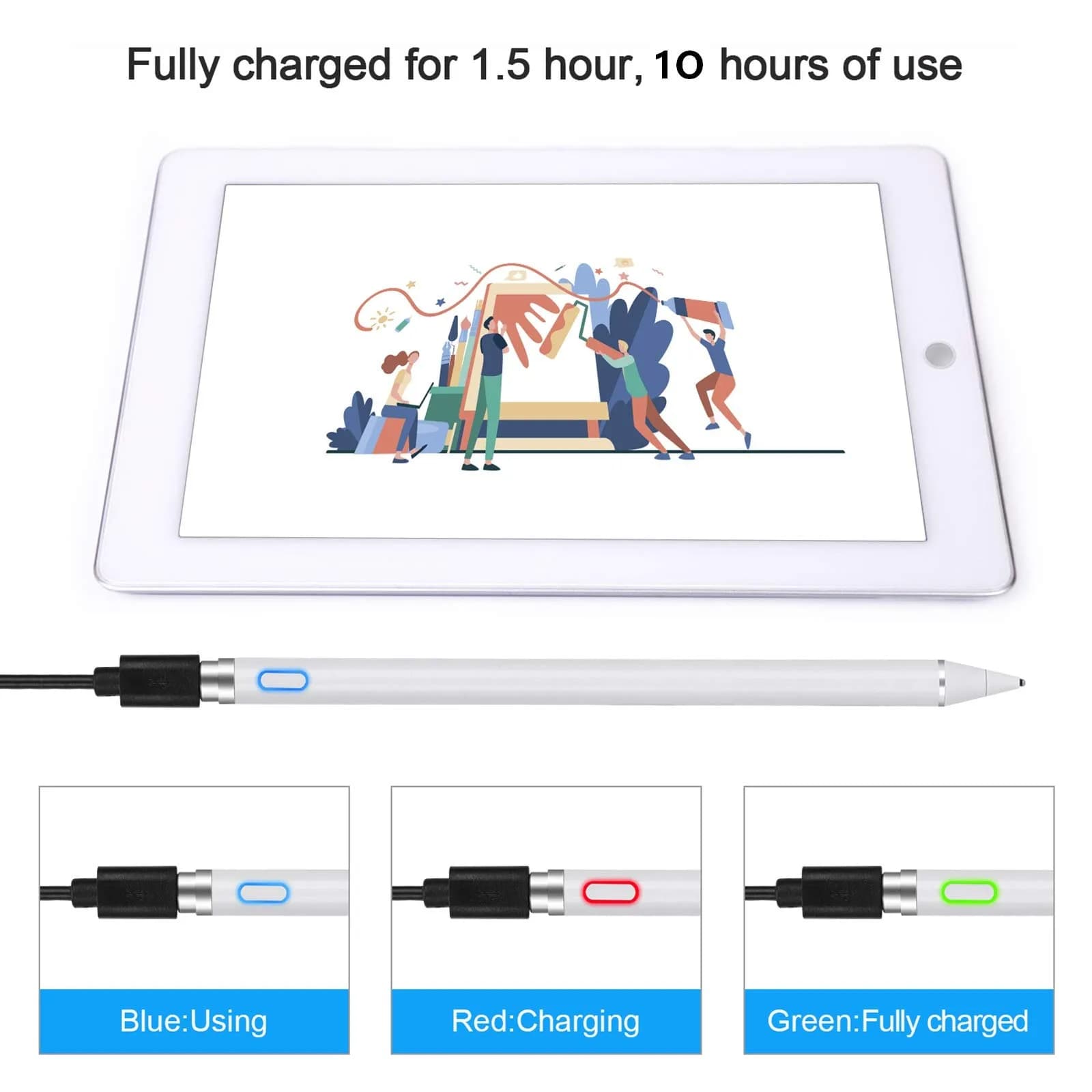 NVOPERANG Rechargeable Stylus Pen 1.5mm Fine Point | Precision Digital Active Stylus for iPads and Tablets - view 5