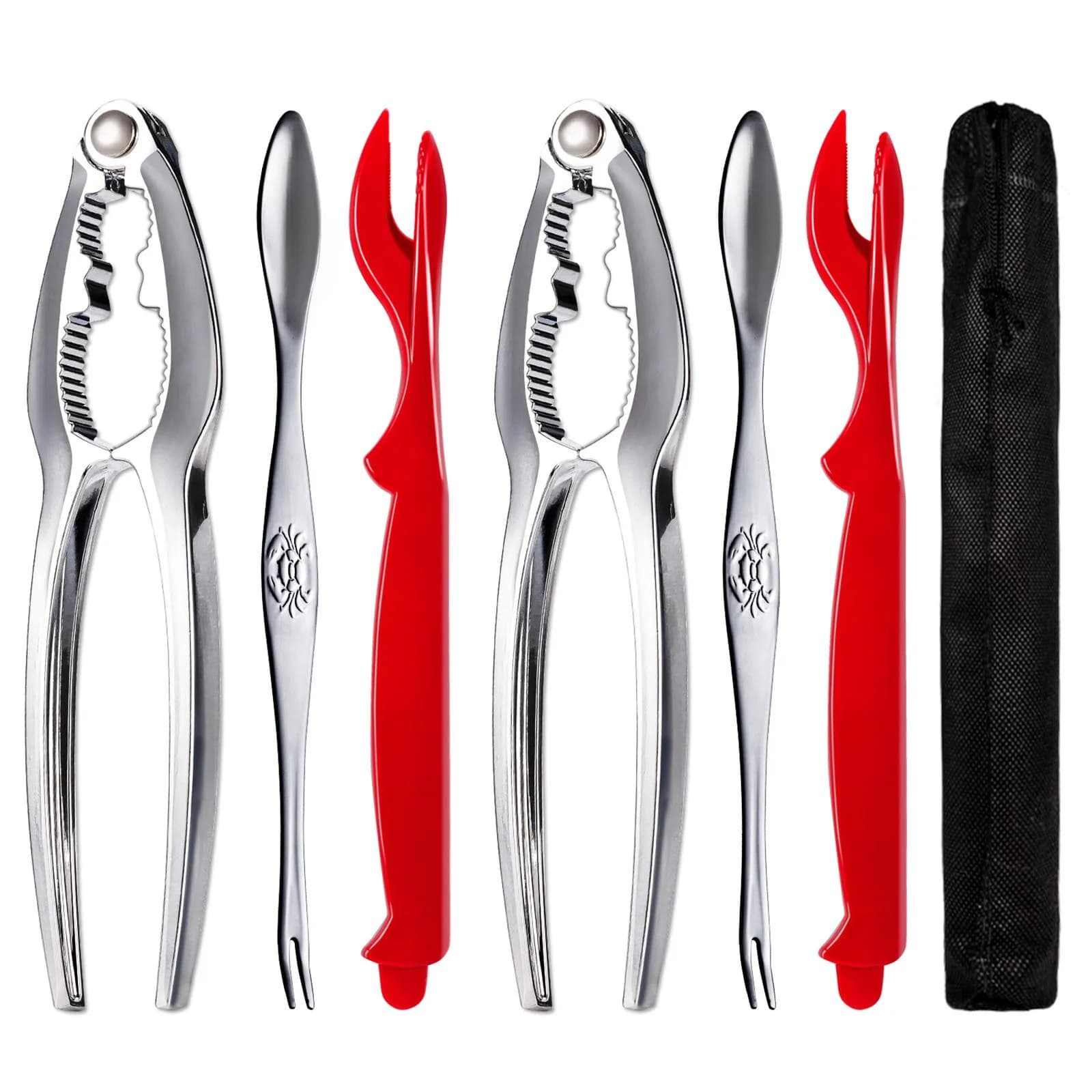 KXCOFTXI Crab Leg Crackers and Tools Set (6-Piece, Black) | Premium Seafood Utensils for King Crab & Lobster