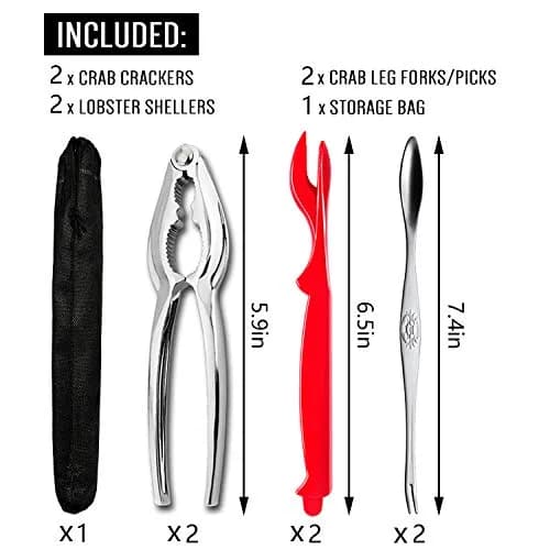 KXCOFTXI Crab Leg Crackers and Tools Set (6-Piece, Black) | Premium Seafood Utensils for King Crab & Lobster thumbnail 2